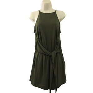 Zesica Womens Jumpsuit Size Small Green Short Romper Front Tie Halter Sleeveless